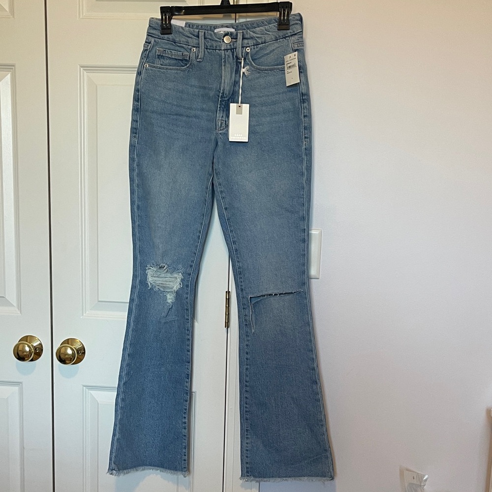 Good American Light Blue Flare Jeans